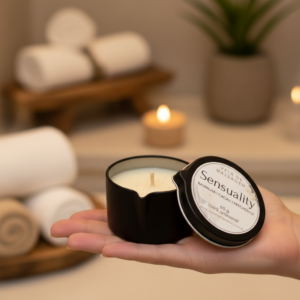 Vela de Massagem Corporal 150g I Hidratante I Baunilha e Lavanda Lata com bico